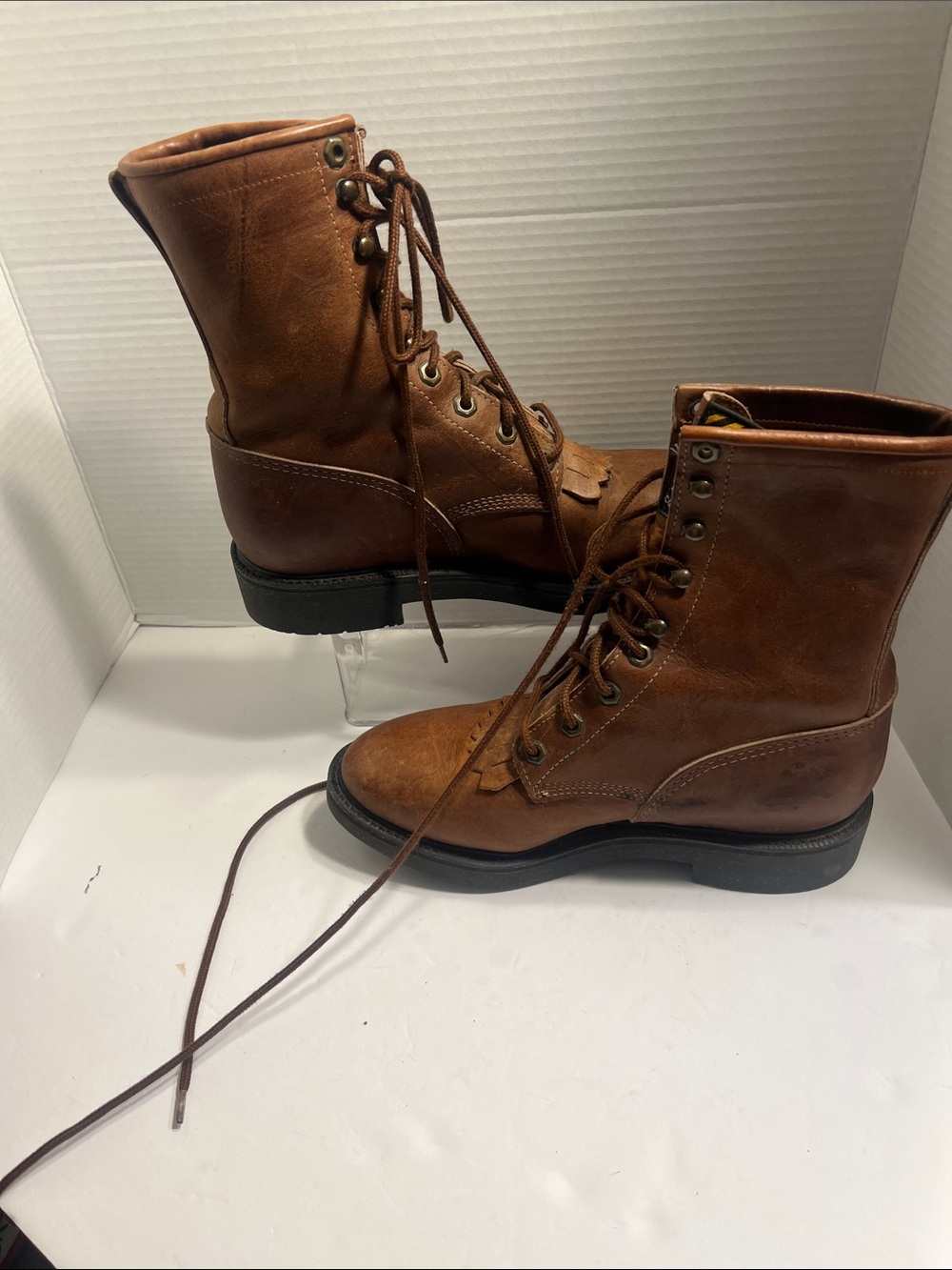 Justin Boots Brown Leather Lace-Up Work Boots